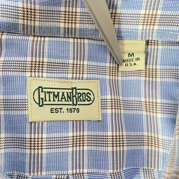 Vintage Gitman Bros Shirt Mens Medium Blue Plaid Button Long Sleeve USA Made - Picture 8 of 8